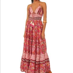 Free People Pink Floral Halter Maxi Dress
